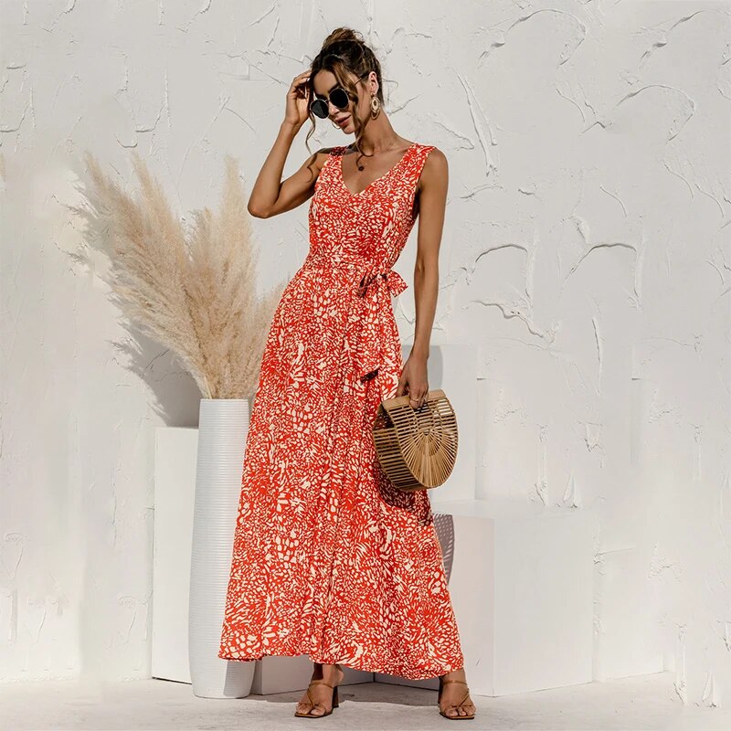 Robe bohème à imprimé léopard pour femmes Hally