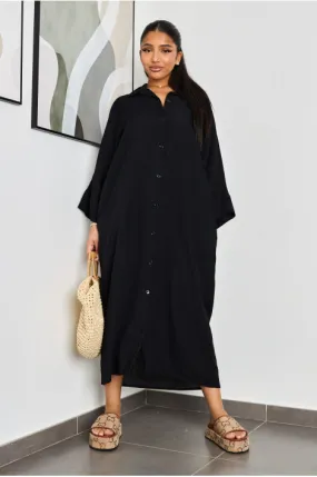 Robe chemise longue noire