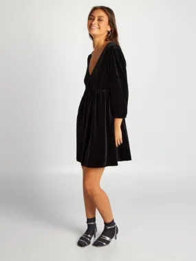 Robe courte en velours - noir