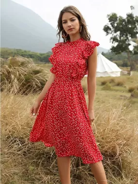 Robe d'été à imprimé Floral pour femme rouge | Tendance Fleurie