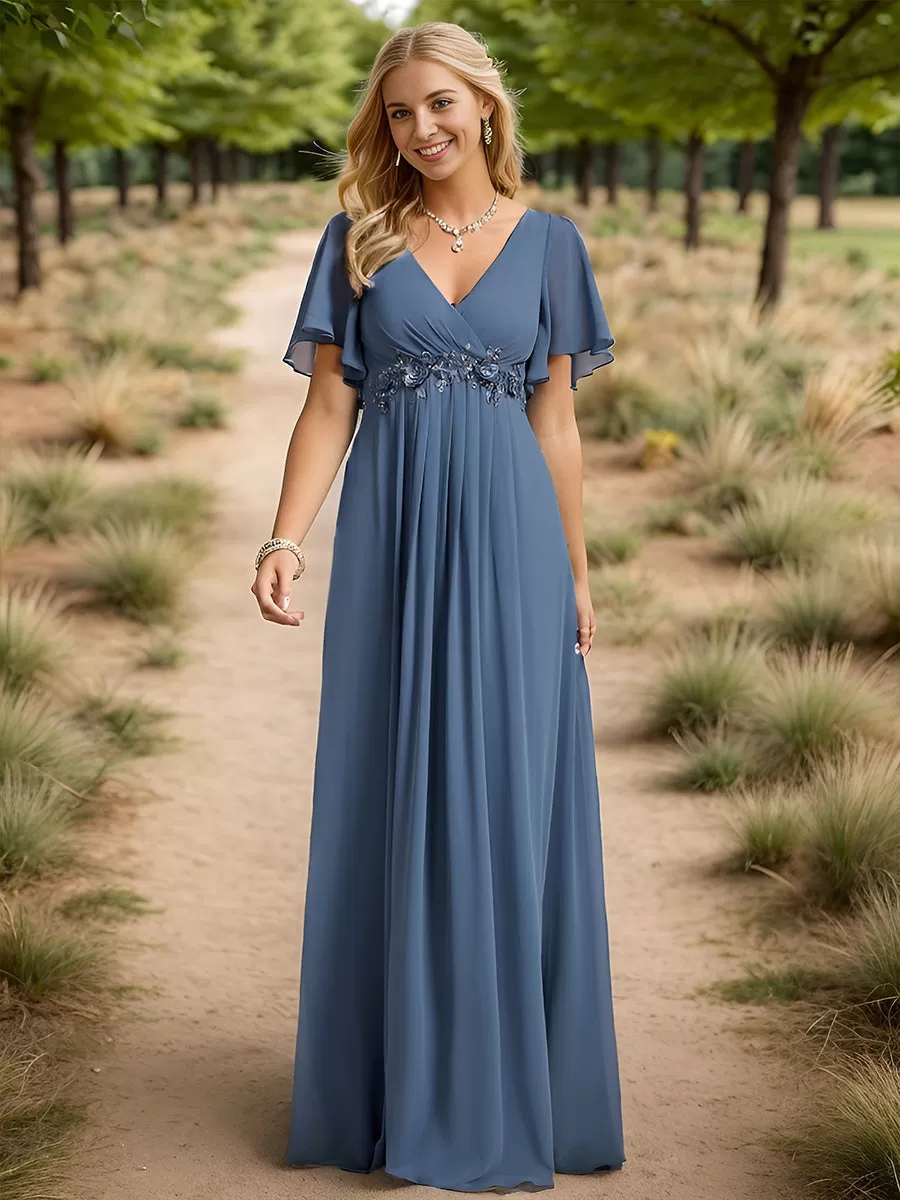 Robe de soirée élégante en mousseline de soie avec manches flottantes