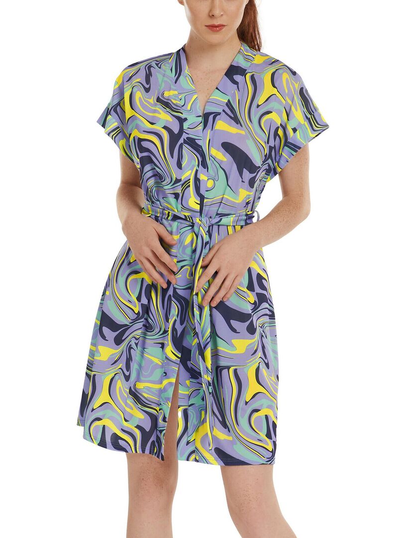 Robe estivale ceinturée manches courtes Palma - Violet
