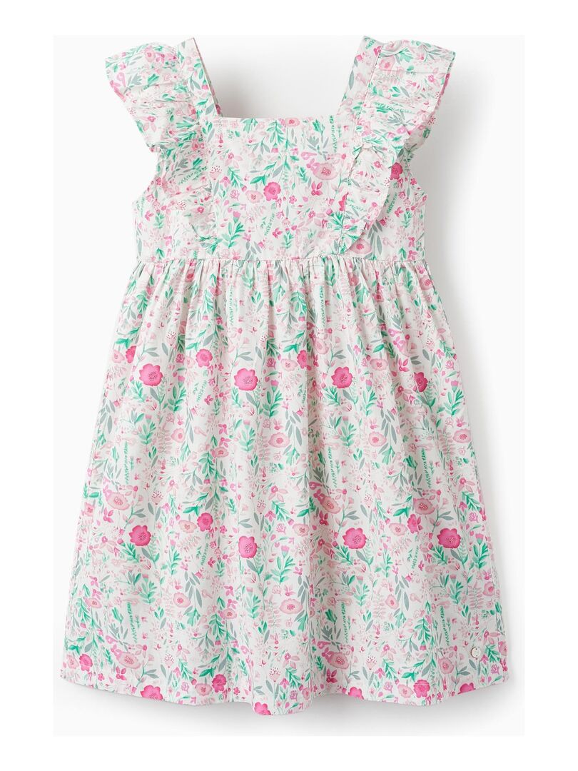 Robe Florale en Coton pour Fille manches courtes LETS PARTY - Rose