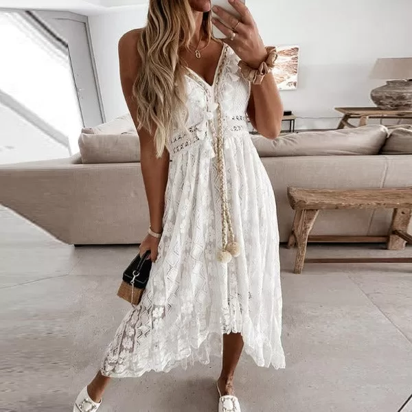 Robe Longue Dentelle Fleurie