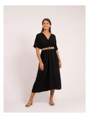 Robe longue et ceinture ICALEST - Noir