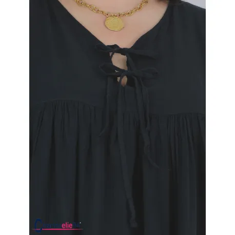 Robe longue été ALBANE coton noir
