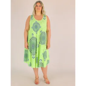 Robe légère évasée ethnique BELINA anis