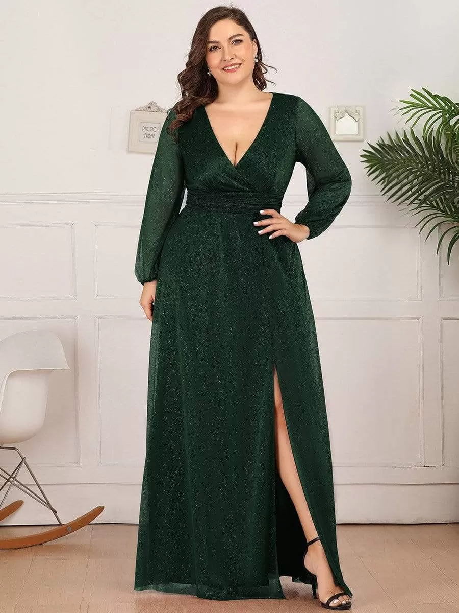 Robe mariage invitée Longue chatoyante à Col en V pour femmes