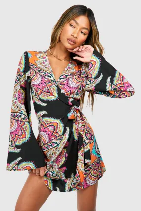 Robe portefeuille à imprimé cachemire