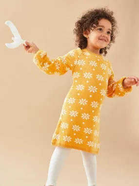 Robe tricot flocons, jaune/écru Noukie's - Jaune