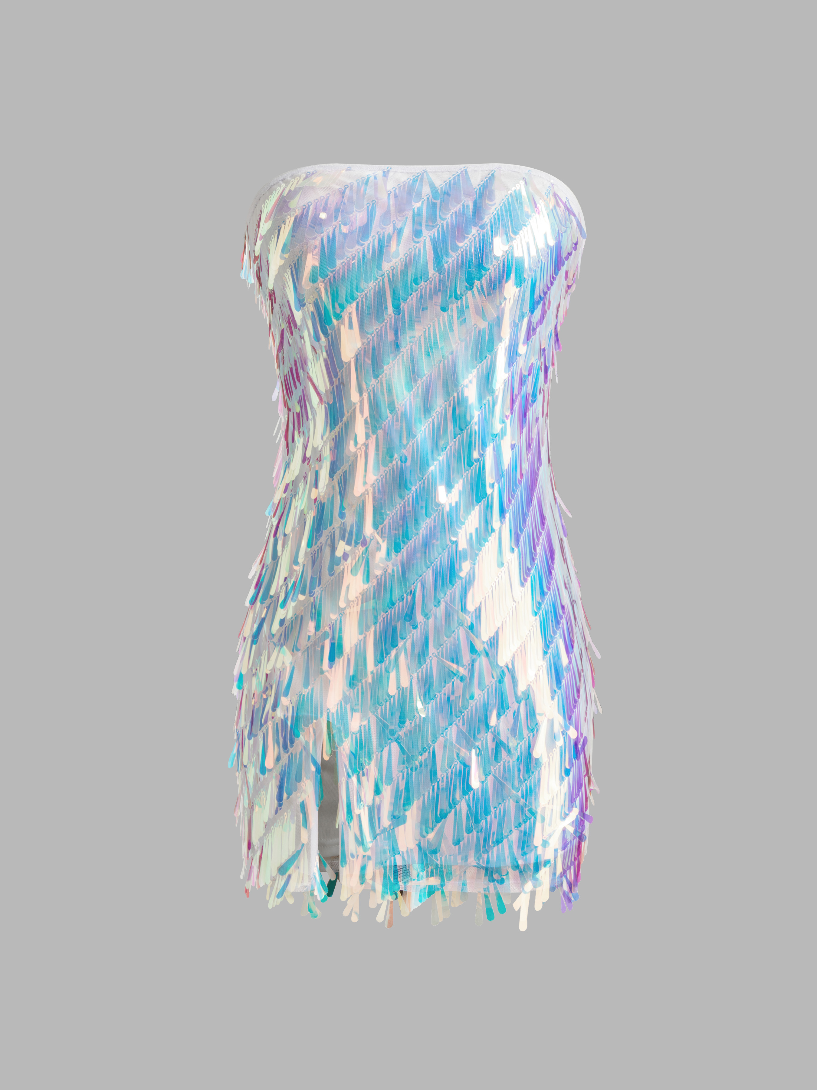 Robe tube à sequins fendue mini
