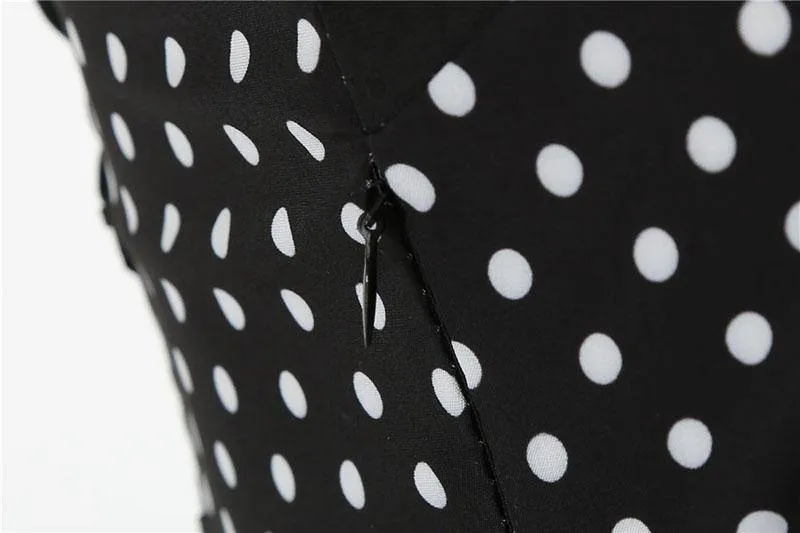 Robe vintage Noire à Pois Blanc & à Col Licou