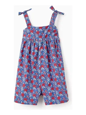 Salopette Florale à Bretelles En Coton Pour Fille  PICASSO - Bleu
