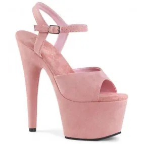 Sandale pole dance rose à plateforme enrobée, talon 18 cm