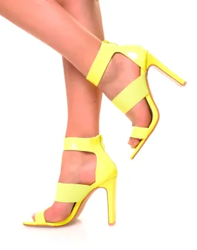 Sandales jaunes fluo à talons plats carrés