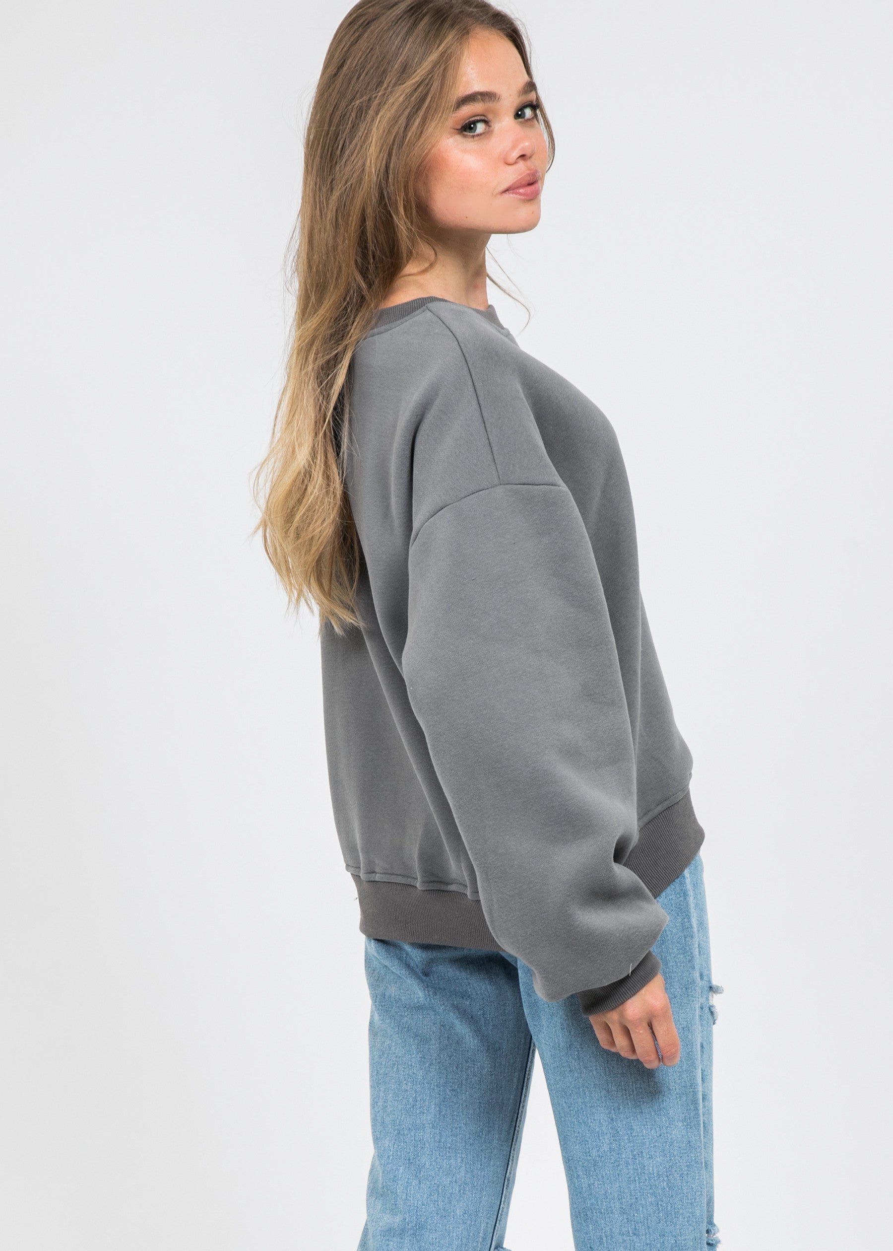 Sweat oversize en coton gris