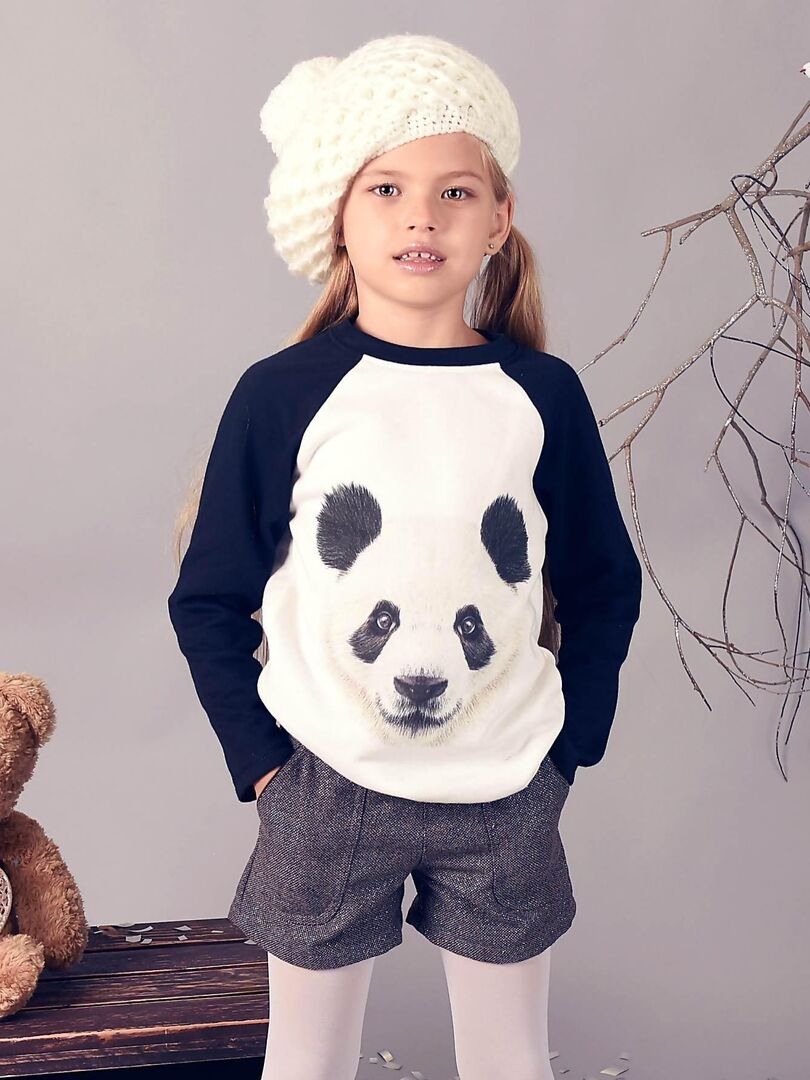 Sweat-shirt Fille  Beige Noir  PANDA - 'LA FAUTE A VOLTAIRE' - Beige