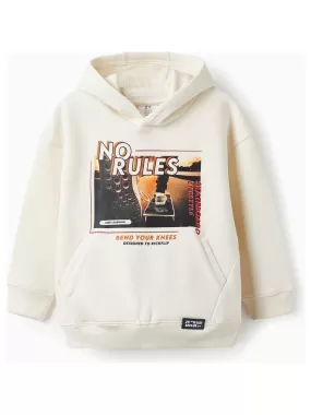 Sweat à capuche en molleton pour garçon 'No Rules - Skate'  Skater's’ Dictionary - Beige clair