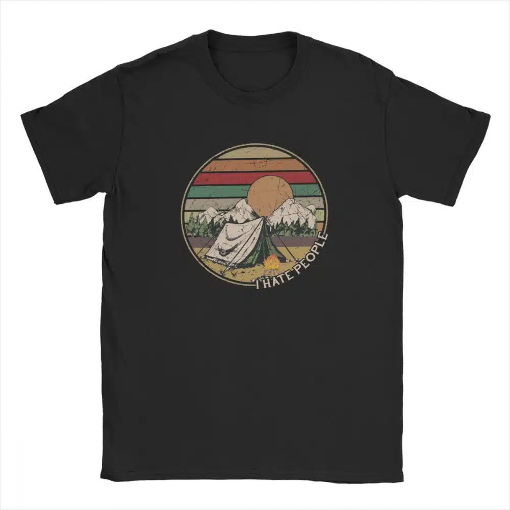 T-shirt en coton et col rond vintage I HATE PEOPLE pour homme • Vintage Univers