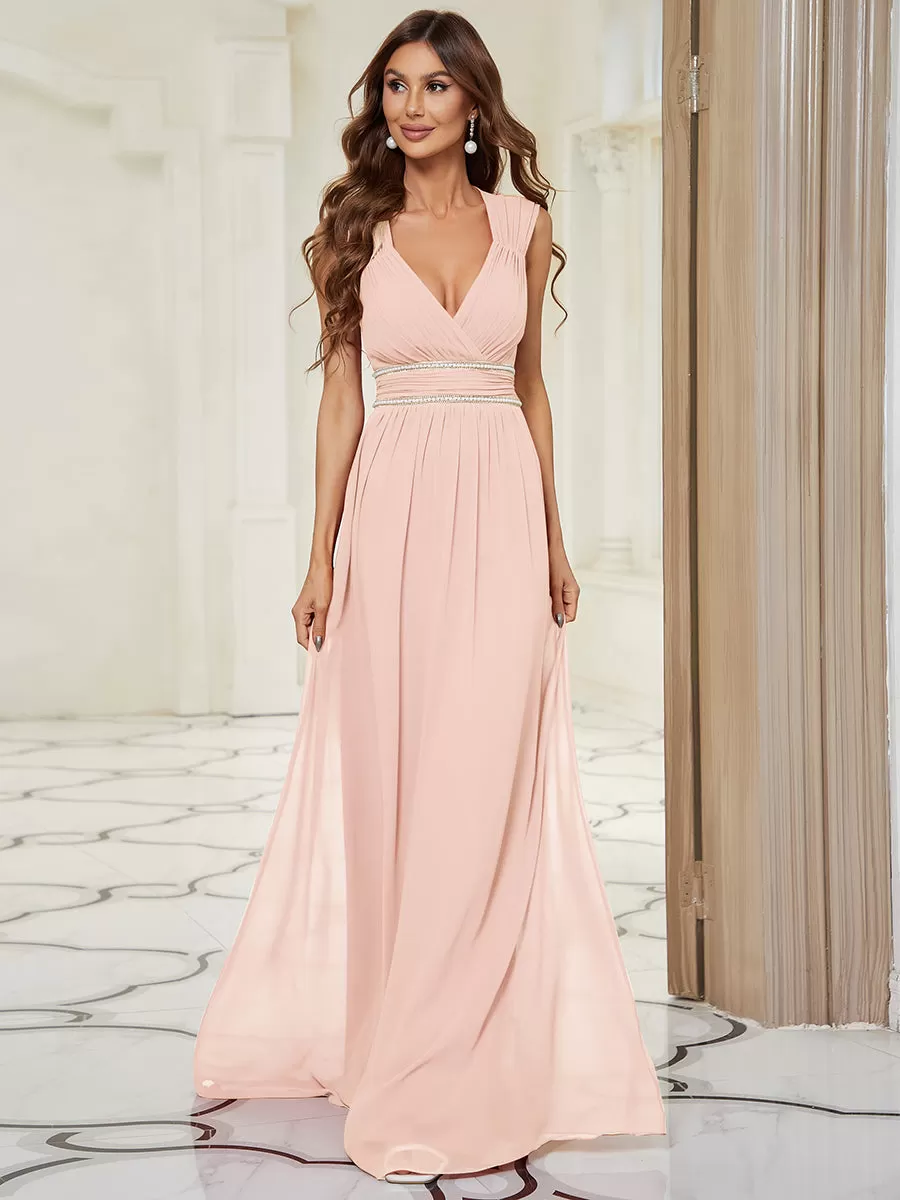 Taille personnalisée Robe longue de demoiselle d'honneur froncée