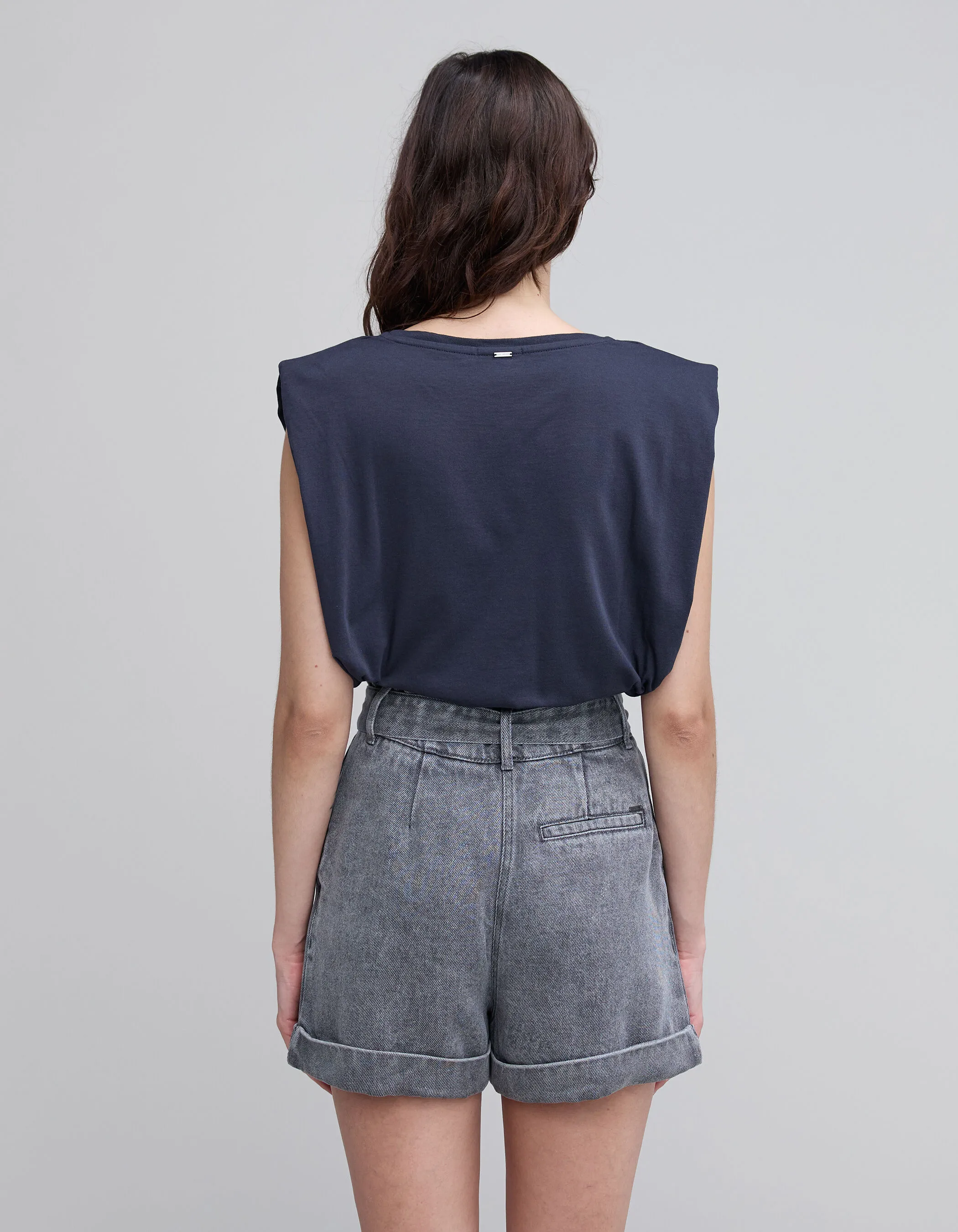 Tee-shirt marine coton bio message brodé Femme
