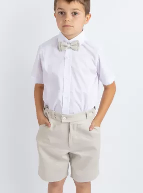 Tenue mariage garçon lin beige bermuda