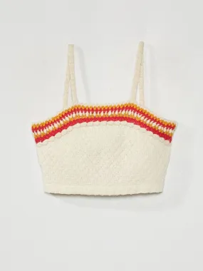 Top court à maille crochet - Rose