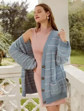 Veste Bohème Ample Gris Bleu