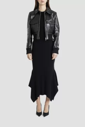 Veste courte en cuir embossé