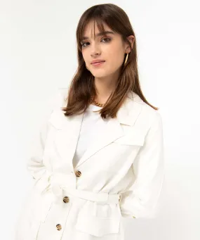 veste femme en lyocell avec ceinture beige vestes