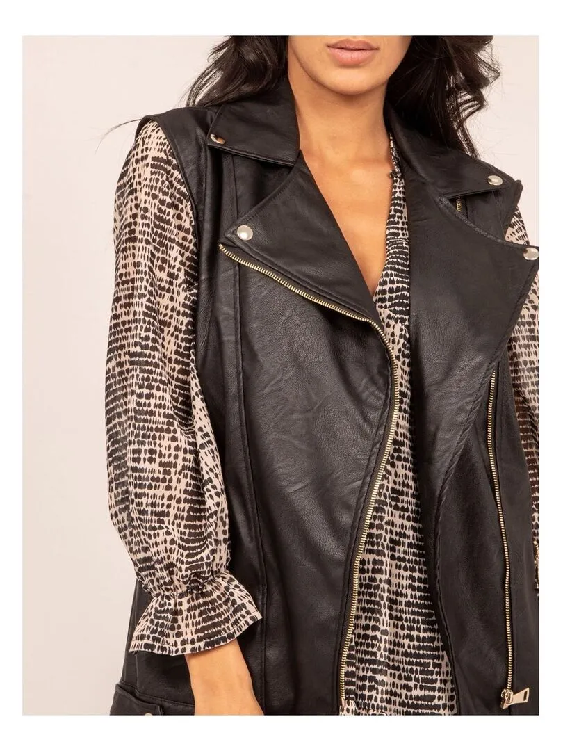 Veste sans manches similicuir URSA - Noir