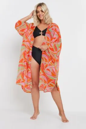YOURS - Chemisier de Plage Orange Design Abstrait