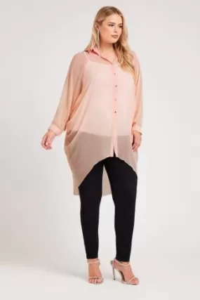 YOURS LONDON Curve Pink Longline Batwing Sleeve Shirt