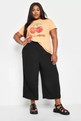 YOURS - Pantacourt Noir Coupe Wide Leg
