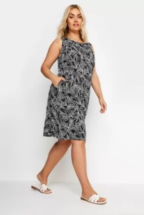 YOURS - Robe Courte Noire Design Feuilles