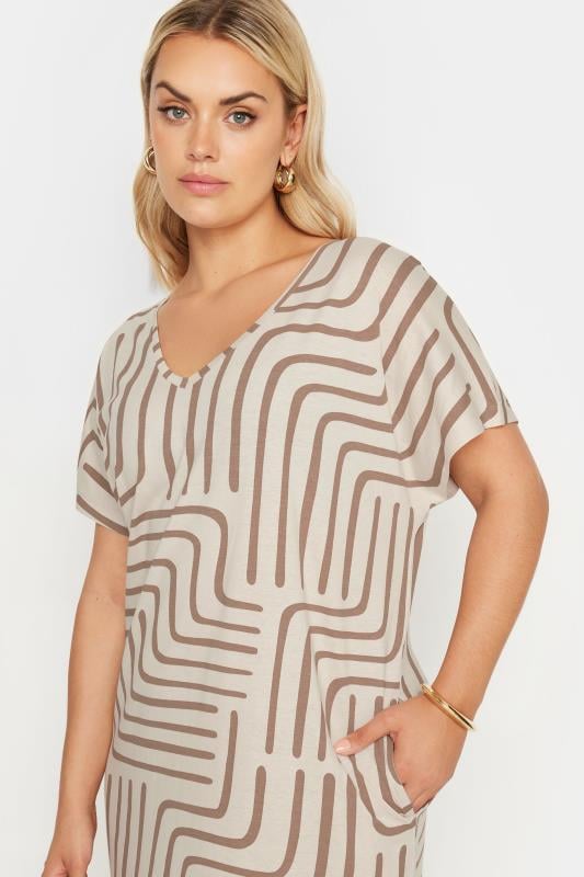 YOURS - Robe-T-Shirt Midaxi Beige Design Abstrait
