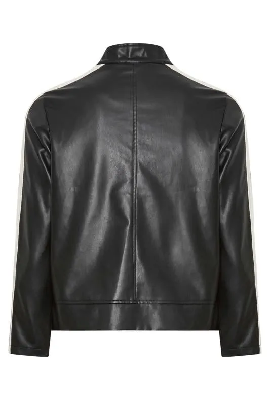 YOURS - Veste Biker Noire & Blanche Effet Cuir